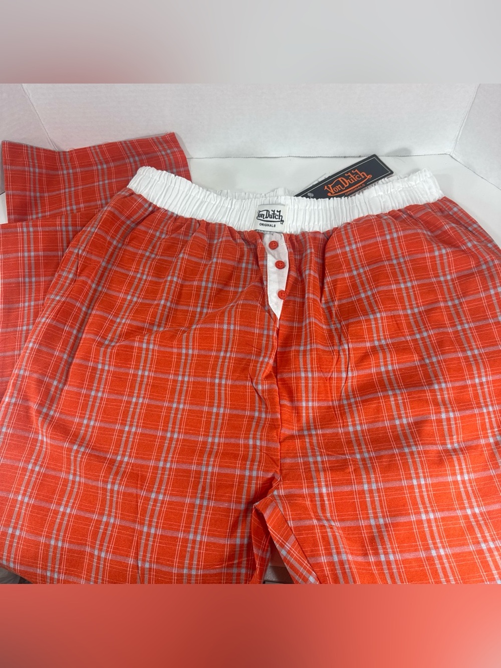 Von Dutch Women’s Orange Plaid Lounge Pants